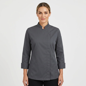 T-shirt de cuisine unisexe en coton à manches longues pour personnel de restaurant et d'hôtel, vêtement de travail respirant, vente en gros - Product Image 1