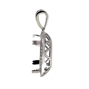 Enchanteur Noble Milgrain Design Memorial 18k Solide Or Blanc Réel Diamant Fine Bijoux Ovale Semi Monture Pendentif Pour Les Femmes - Product Image 2