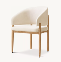 Fauteuil de salle à manger exclusif en bois rembourré de tissu de chêne massif moderne nordique