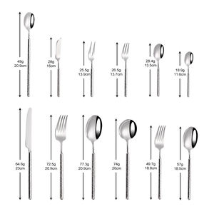 高品质圆钻锤柄304不锈钢餐具刀叉勺12件套豪华婚礼餐具套装 - Product Image 6