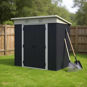 Abri de jardin noir 6 x 4 pour outils, structure en acier, portes à double verrouillage, modèle D0100XFFZNJ - Product Image 2