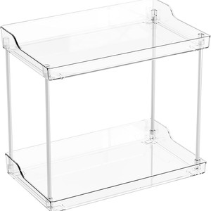 Transparent Double Layer Bathroom <b>Storage</b> Rack For Cosmetics And <b>Toiletries</b> Freestanding Rectangular Shelf - Product Image 5
