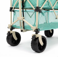 Chariot utilitaire pliable à double étage avec hayon, chariot de camping robuste pliable avec roues tout-terrain