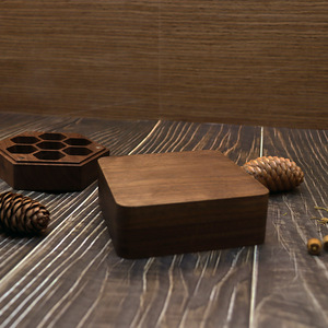 Solid Wood Jewelry <b>Box</b> Square 10.5x10.5cm <b>Black</b> Walnut Bracelet Display Storage Case - Product Image 2