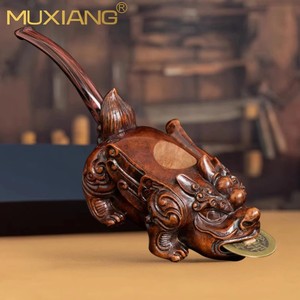 Muxiang Hand Carved Briarwood Pipe Pixiu Design Solid Wood Tobacco Pipe For Men - Product Image 4