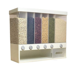 Modern 10L 6-Grid Plastic Rice Dispenser Wall Mounted <b>Kitchen</b> <b>Storage</b> Organizer for Dry Food Grain <b>Storage</b> <b>Box</b> Food <b>Storage</b> Bin - Product Image 1