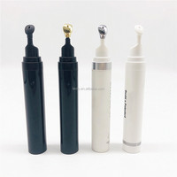 Kozmetik 8ml 20ml havasız pompa göz kremi şişesi için Metal aplikatör ile altın kafa