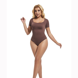 <span class=keywords><strong>Combinaison</strong></span> d'été décontractée sans coutures à col carré, cintrée à la taille, au-dessus du genou, à manches courtes, très vendue à l'international - Product Image 5