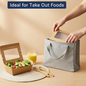 Contenedores Desechables de Papel Kraft para Llevar Comida, Cajas de Grado Alimenticio con Ventana para Hamburguesas, Ensaladas y Papas Fritas - Product Image 5