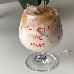 Design moderno vetro trasparente piede corto tazza di vino per uso domestico francese festa notturna estiva francese caffè freddo 301 rosso-400ml - Product Image 2