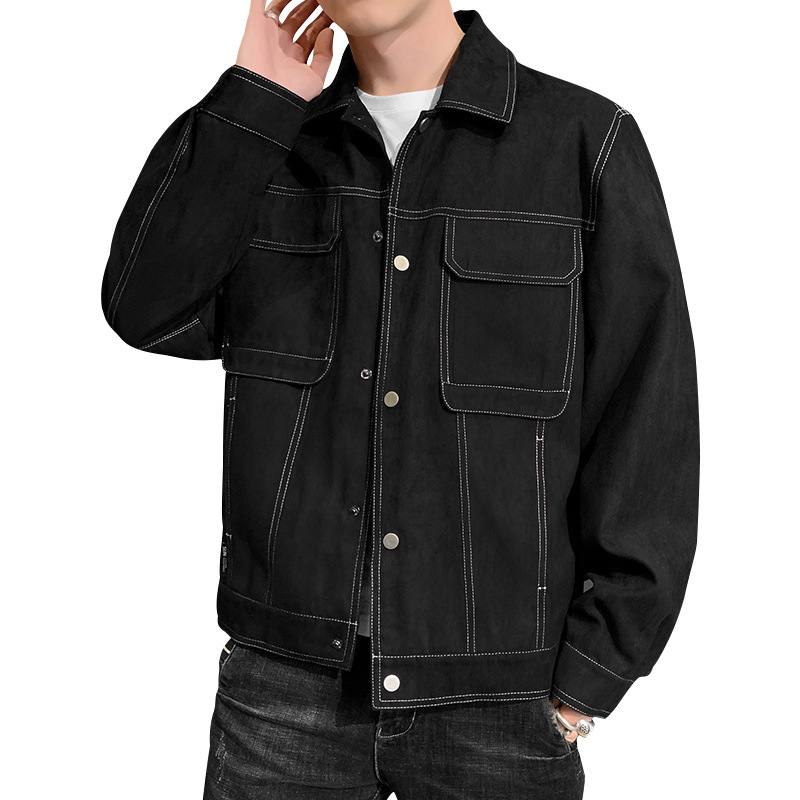 abrigo holgado coreano para estu Chaqueta de cuero negro para mujer abrigo holgado coreano para estu Chaqueta de cuero negro para mujer