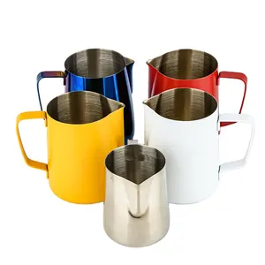 Panas Stainless Steel 12Oz 350Ml Warna Kuning Kopi Espresso Streaming Pitcher Susu Kendi