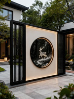 Paravent décoratif en alliage d'aluminium et acier inoxydable, gravé motif cerf, étanche, lumineux, fait main, design contemporain