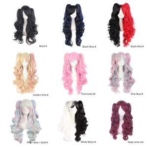 Long Curly Cosplay <strong>Wig</strong> with 2 Ponytails Synthetic Hair for Halloween Red Black Brown Pink <strong>Wig</strong> Heat Resistant <strong>Lolita</strong> <strong>Wigs</strong> Cap - Product Image 3