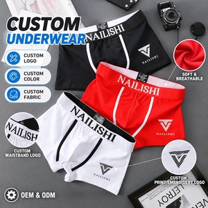 Boxer da <span class=keywords><strong>uomo</strong></span> alla moda e popolari mutande Trendyy di puro <span class=keywords><strong>cotone</strong></span> traspirante giovani Boxer <span class=keywords><strong>slip</strong></span> con lettera - Product Image 1