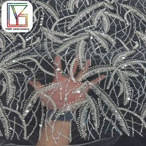 Роскошная африканская кружевная ткань из белого тюля с бисером и пайетками, вышивка для свадебных и вечерних платьев - Product Image 6