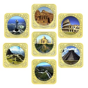 Set <span class=keywords><strong>de</strong></span> Medallones Decorativos <span class=keywords><strong>de</strong></span> Lugares Emblemáticos del Mundo, 7 Maravillas del Mundo, Recuerdo <span class=keywords><strong>de</strong></span> Viaje, con Servicio Personalizado OEM - Product Image 1