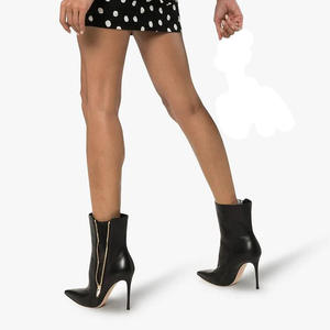 XINZI RAIN Big Size 46 <span class=keywords><strong>stivali</strong></span> invernali da donna <span class=keywords><strong>stivali</strong></span> da donna alla caviglia a spillo con Design a cerniera laterale in pelle nera vegana a punta - Product Image 5