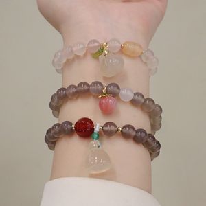 Graues Kristallarmband im Ethno-Stil, Modetrend, auffälliges Accessoire, Kürbis-Lotus-Samen-Anhänger, Handschmuck - Product Image 3