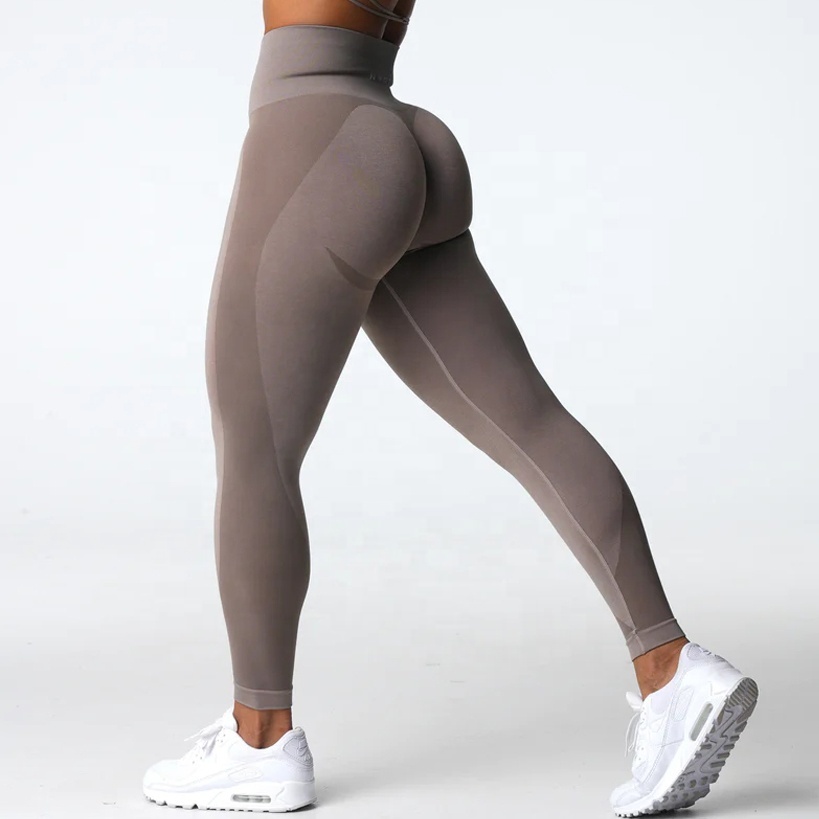 Women's High Elastic Nylon Spandex Seamless Exercise Pants Breathable Soft Booty Leggings Solid Small XL Active OEM Single