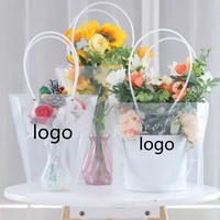 PP Transparent trapézoïdal étanche sac point PVC fleur Rose sac Bouquet matériel fleuriste fournitures