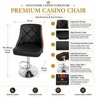 Chaise de jeu de casino haut de gamme SUCCESSOR pour table de poker et machine à sous, siège ergonomique en cuir avec base robuste