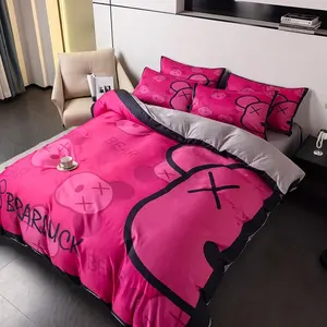 Nuevos juegos de fundas de edredón de oso de lujo Blackpink, juegos de cama Queen King Washed Tencel, textiles para el hogar, decoración de dormitorio, ropa de cama, 4 Uds.