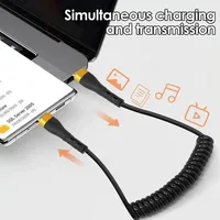 Câble PD 120W Type C vers Type C, charge rapide 5A, câble de chargeur de voiture USB C à ressort pour iPhone Xiaomi Samsung Macbook