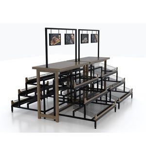 Estante para pan de acero y madera maciza de alta calidad, montaje en suelo HBE de alto brillo con estantes traseros para supermercados, duradero y duradero - Product Image 1