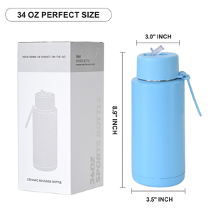 Custom logo 34oz Stainless Steel <b>Insulated</b> Vacuum <b>Flask</b> 1l Reusable Drink Water Bottles with Ceramic Inner - Product Image 4