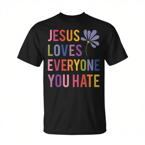 Camiseta Cristiana con Estampado Digital de Jesús Ama a Todos a Quienes Odias, Unisex para Adultos, Cuello Redondo, Manga Corta, Regalo Religioso - Product Image 2