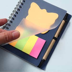 JW1779 School Stationary Portable <b>Sticky</b> <b>Notes</b> Page Marker Colored Index Tabs Kraft Paper Cover Notepad Spiral Notebook With Pen - Product Image 2