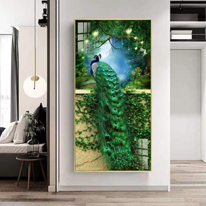 <span class=keywords><strong>Peinture</strong></span> décorative moderne pour salon, motif <span class=keywords><strong>paon</strong></span>, pour mur de fond de couloir, <span class=keywords><strong>peinture</strong></span> animale moderne en porcelaine cristalline - Product Image 1