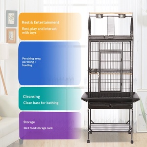 Cage à perroquets moderne et simple modèle B16 L-Large, en acier, avec étagère <span class=keywords><strong>de</strong></span> rangement et plateau coulissant, directement <span class=keywords><strong>de</strong></span> l'usine - Product Image 1