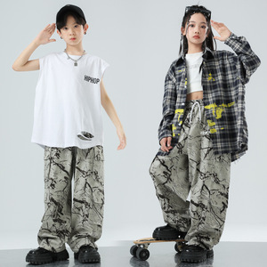 Vêtements de danse de rue pour enfants, ensemble chemise hip-hop cool et stylé pour garçon, costume de performance hip-hop pour fille - Product Image 3