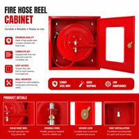 Armoire à enrouleur de tuyau d'incendie à double porte en acier rouge, fournie par le fabricant
