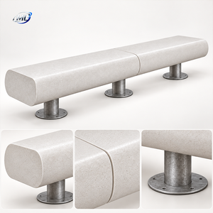 Banc de patio extérieur en béton, assise moderne pour l'extérieur, longueur personnalisable, pour place publique, jardin et carré - Product Image 4