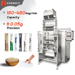 High Output 4 Lane 6 Lane Multi Lanes Sugar Stick Packing Machine For Sugar Pellet 3 In 1 Coffee Sugar Stick Packing Machine