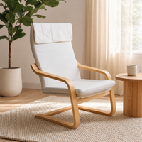 Fauteuil de loisirs en bois massif courbé, style nordique moderne du milieu du siècle, populaire pour les salons, mobilier de maison, siège moelleux de haute qualité