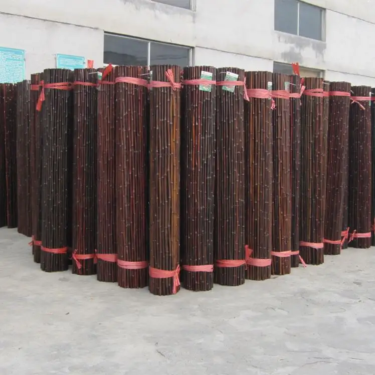 Factory Price Dark Bamboo Fencing Garden Screen Rolled Pole Fence