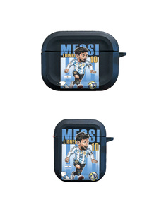 Étui pour <span class=keywords><strong>AirPods</strong></span> avec imprimé d'athlète de football de dessin animé pour <span class=keywords><strong>AirPods</strong></span> 1/2/3/Pro/Pro 2, housse de protection antichoc noire, style sportif noir - Product Image 1
