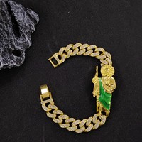 Bracelet unisexe tendance religieux Saint Jude, nouveau style hip-hop, accessoires personnalisés en alliage de zinc, imitation taille Asscher