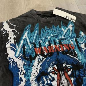 T-Shirt di Alta Qualità per Uomo, Abbigliamento Y2K Streetwear, 100% Cotone Pesante, Magliette Vintage con Stampa <span class=keywords><strong>Lupo</strong></span> per Uomo - Product Image 3