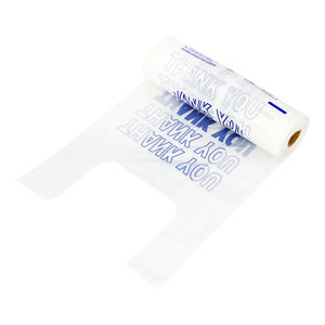 Sacs en plastique de type T-shirt avec message de remerciement, sacs T-shirt personnalisés en rouleau - Product Image 5