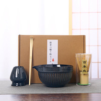 Vente en gros, ensemble de thé en céramique pour la constitution, ensemble de 4/5/7 pièces, fouet à thé japonais, ensemble de bols à matcha en céramique mate avec bec verseur