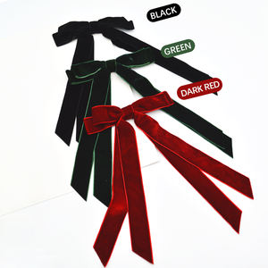 กอร์ดอน ริบบอนส์ ลดราคาพิเศษ โบว์ติดผมกำมะหยี่สำหรับฤดูหนาว พร้อมหางยาว โบว์กำมะหยี่แบบกำหนดเอง กิ๊บติดผมไนลอนสำหรับเด็กผู้หญิง - Product Image 2