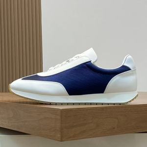 Blue White Casual Walking <b>Shoes</b>-luxurious High-end Designer Lace-up Sporty Genuine Leather <b>Upper</b> Mesh Breathable Sports <b>Shoes</b> - Product Image 2