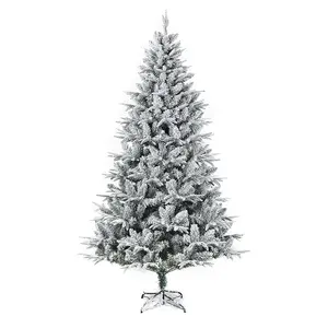 家居圣诞装饰白色圣诞树聚乙烯聚氯乙烯塑料雪植绒圣诞树带金属可折叠支架