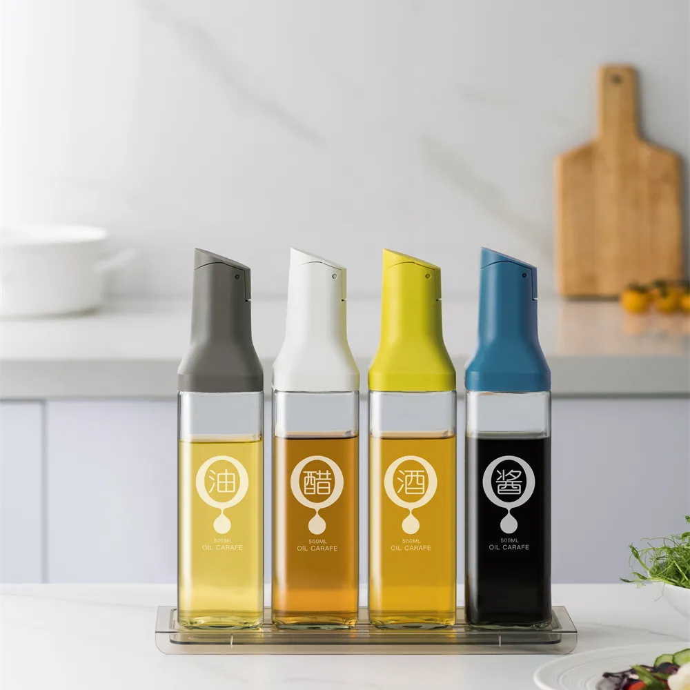 hedou Kitchen wholesale 500ml big capacity portable olive oil and vinegar dispenser glass bottle