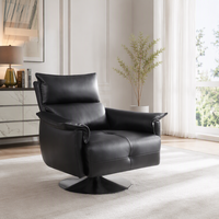 Fauteuil de salon pivotant moderne à dossier haut en cuir écologique, inclinable, ergonomique, avec base en métal pour salon